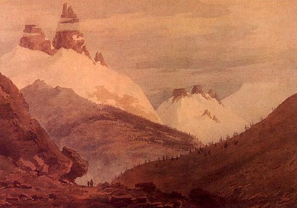 John Robert Cozens Between Chamonix and Martigny oil painting image